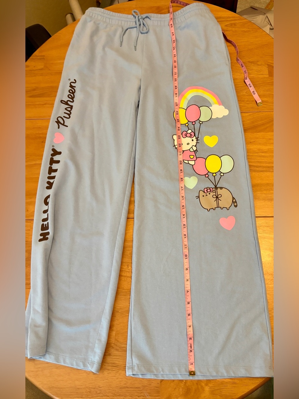 Hello Kitty 🩷 Pusheen Light Blue Sweatpants ~ Women’s XL ~ Pull-on - Picture 7 of 8